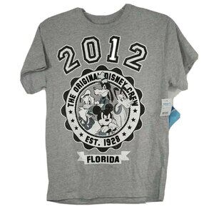 Disney Goofy Donald Duck Pluto T-Shirt Boys Girls Size L Grey 2012 Short Sleeve